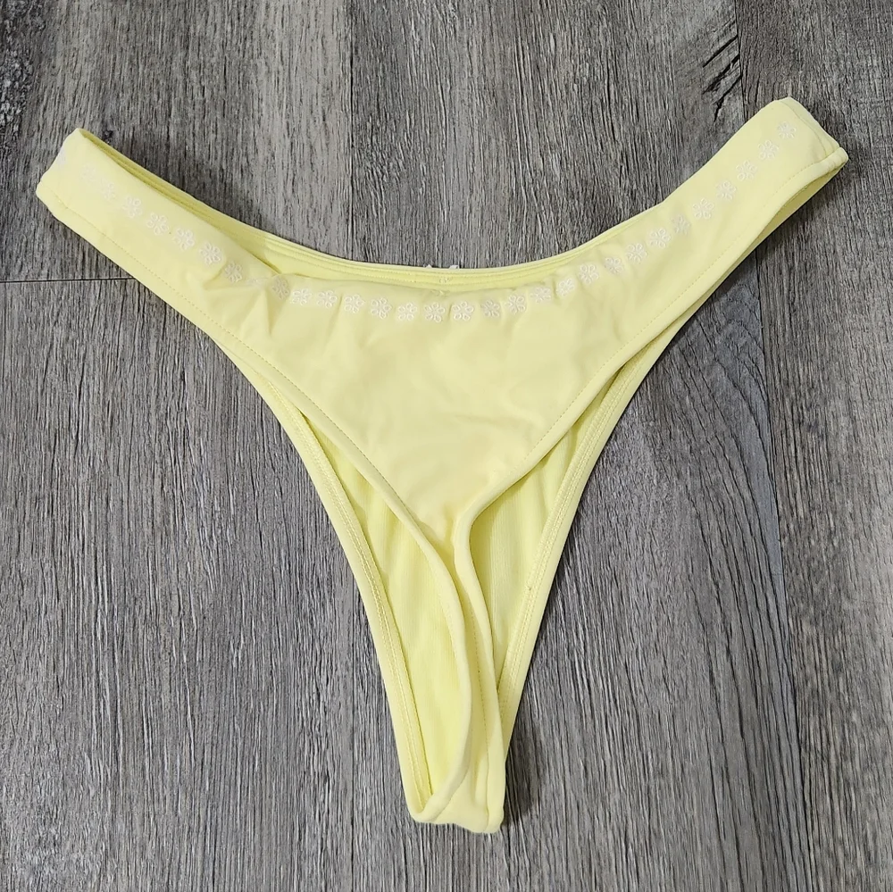 New!Pink x Frankies Bikini Popcorn Yellow Thong Rosemary Itsy Bikini Bottom‎
